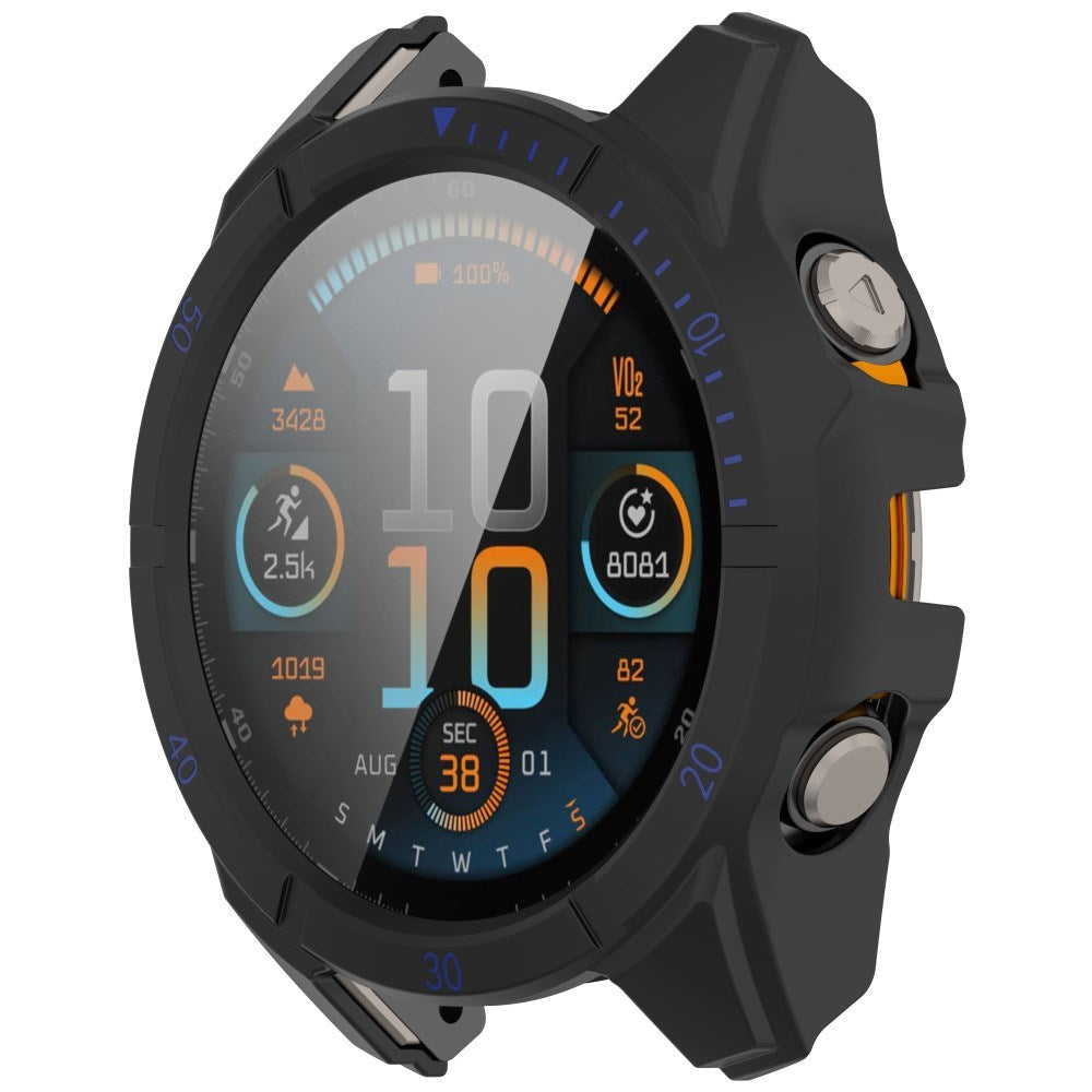 Garmin Tactix 8 AMOLED (47mm) Hard Plastic Case with Screen Protector Glass - Black / Blue