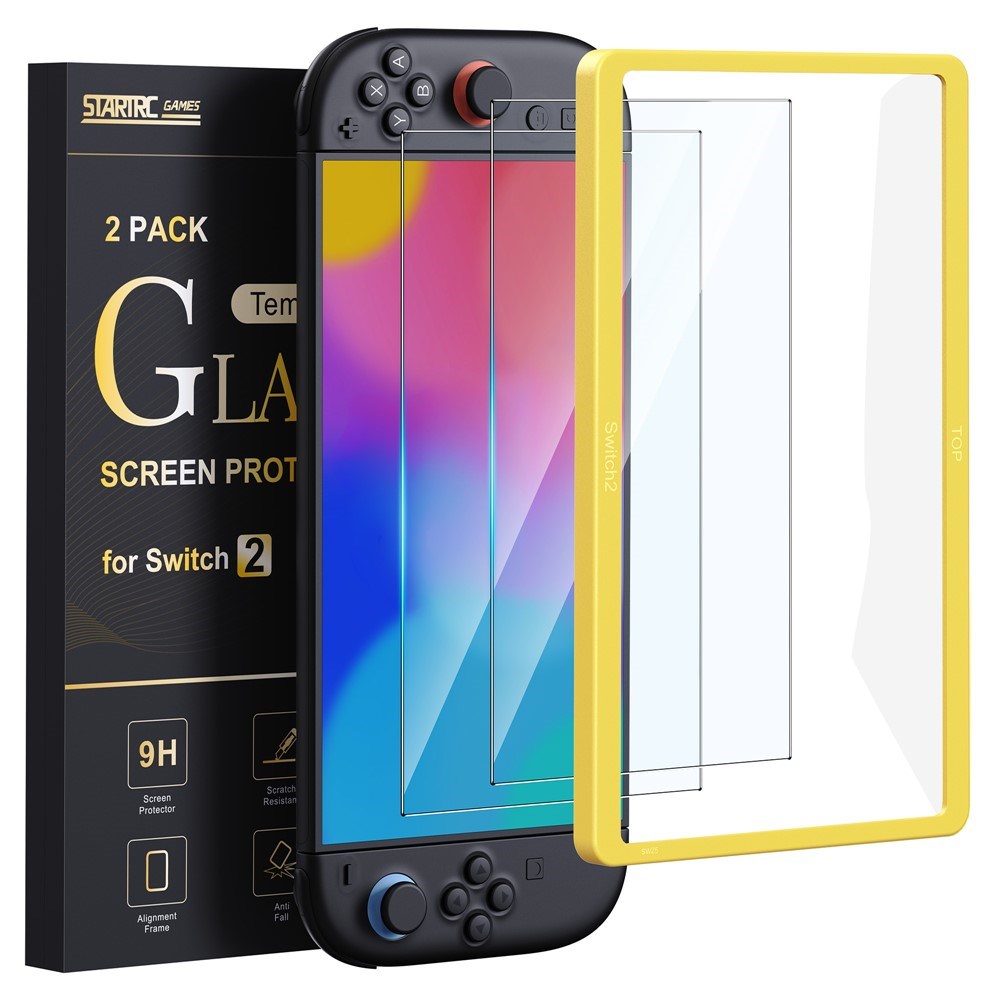 Nintendo Switch 2 Screen Protector Glass with Mounting Frame - 2 pcs. - Transparent