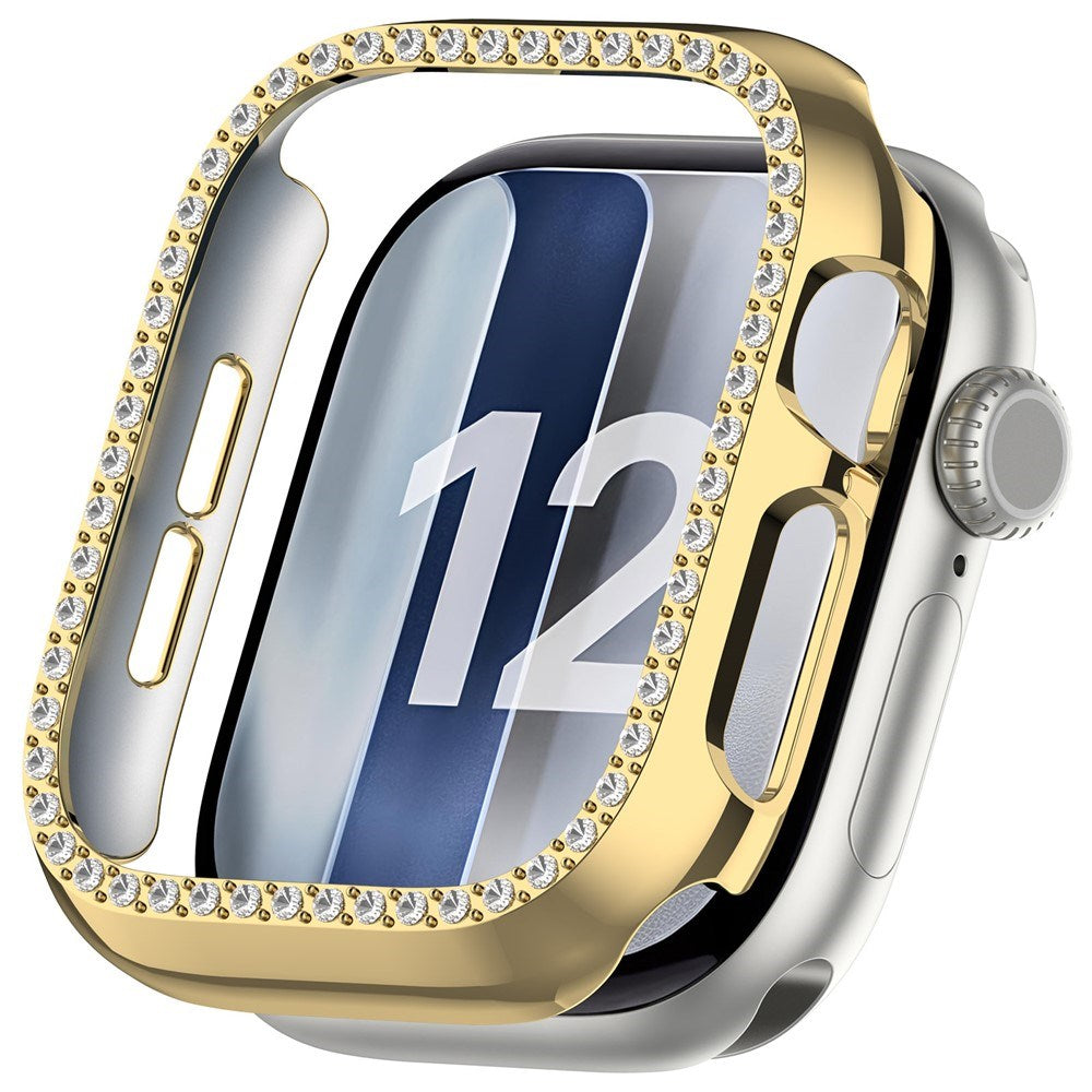 Apple Watch Series 12 (42mm) Hard Plastic Case - Gold & Rhinestones