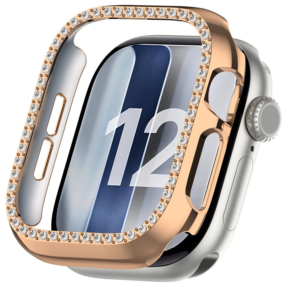Apple Watch Series 12 (46mm) Hard Plastic Case - Rose Gold & Rhinestones