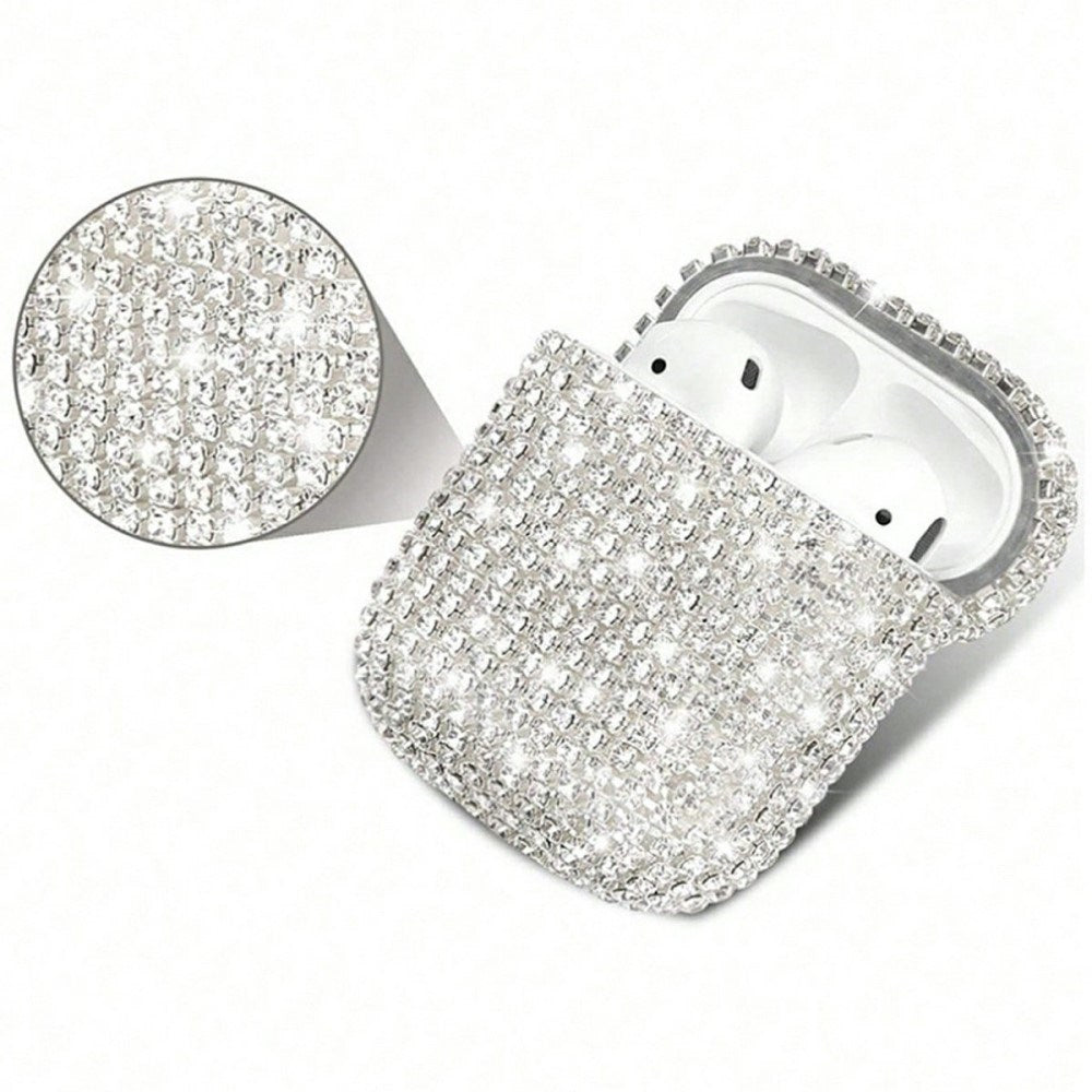 Apple AirPods (1st & 2nd Gen.) Hard Plastic Case with Rhinestone - Silver