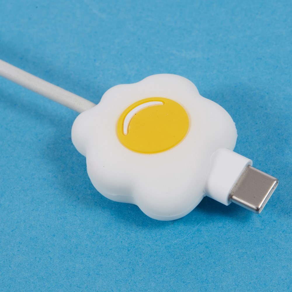 Cable Protector for USB-C Cable - Fried Egg