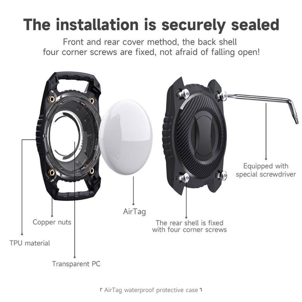 AirTag Waterproof Flexible Plastic Case - Black