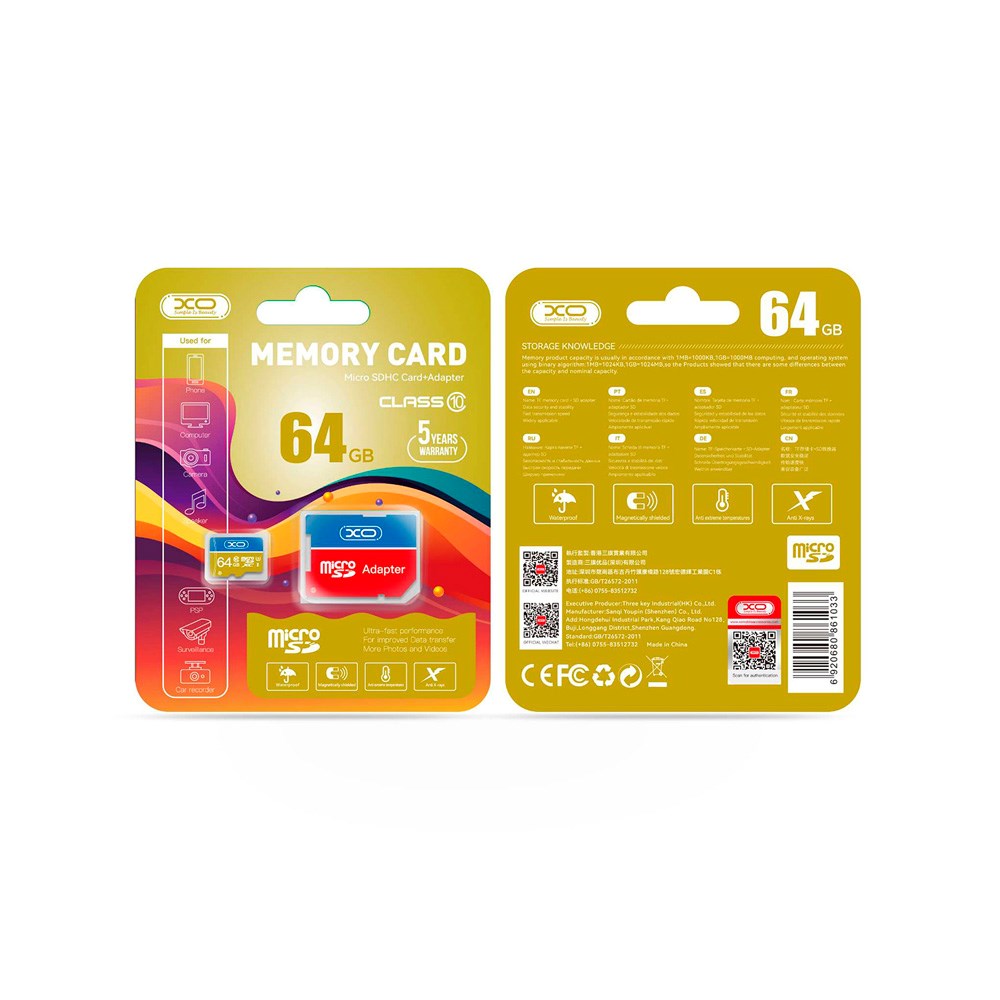 XO MicroSDHC Memory Card with Adapter 64GB