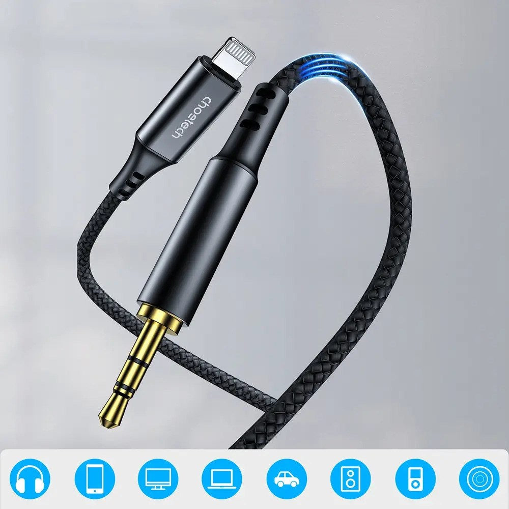 Choetech AUX009 Lightning to 3.5mm Minijack Cable - 2m - Black