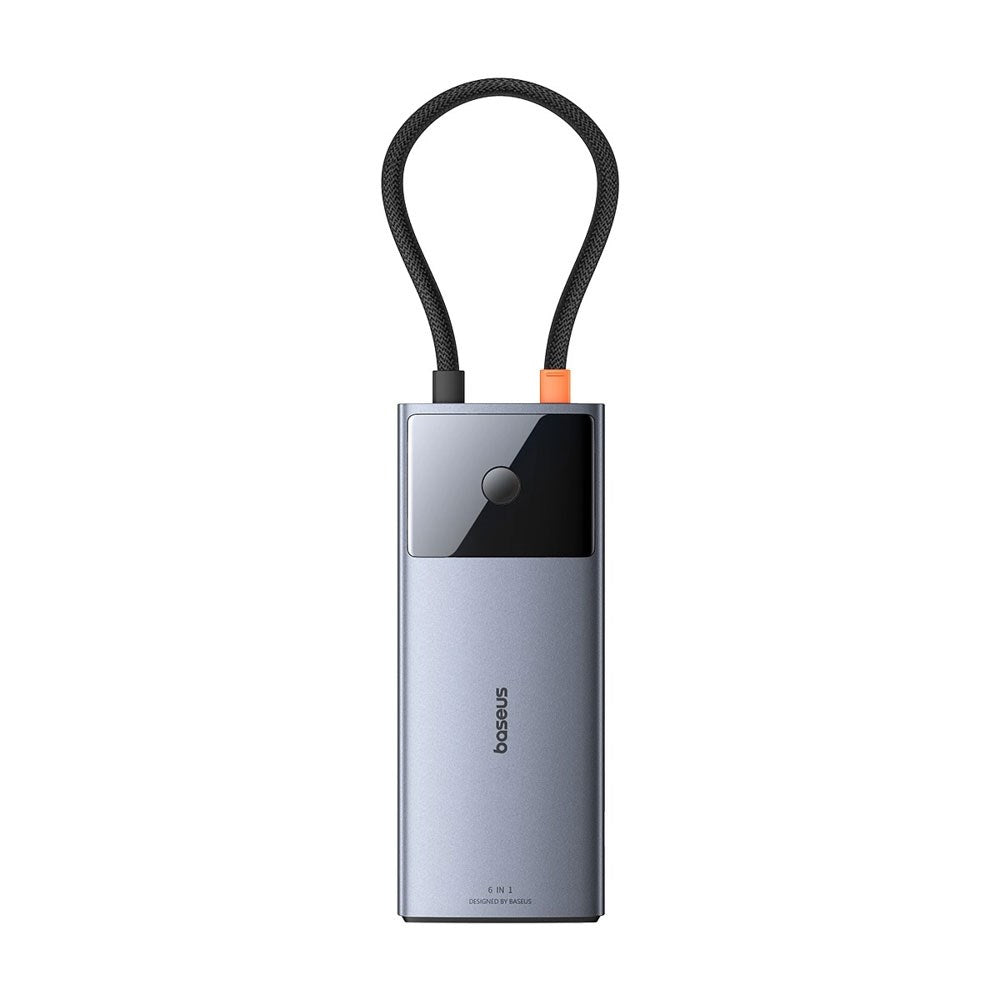 Baseus USB-C 6-in-1 Multiport Adapter with 2 x USB-C 2 x USB-A 1 x HDMI 1 x RJ45 - Gray