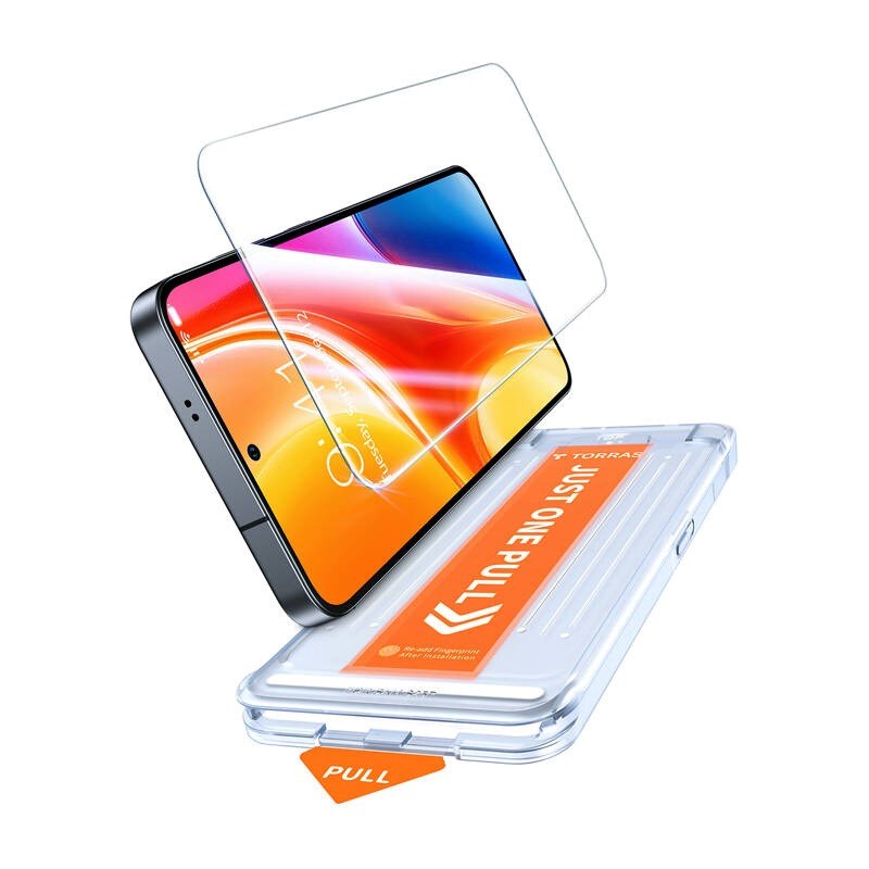 TORRAS Samsung Galaxy S25 Install Master Tempered Glass Screen Protector - Transparent