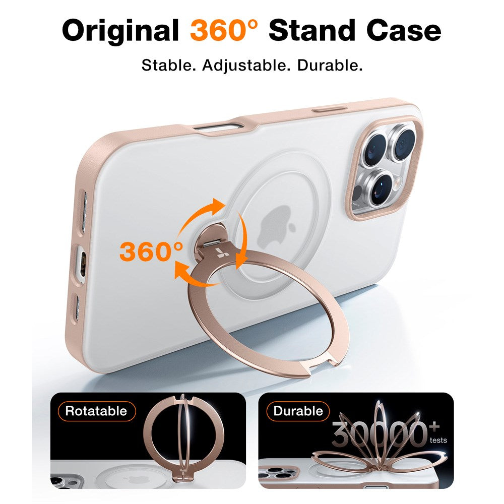 TORRAS iPhone 16 Pro Hybrid Plastic Case with Stand Function - MagSafe Compatible - Gold