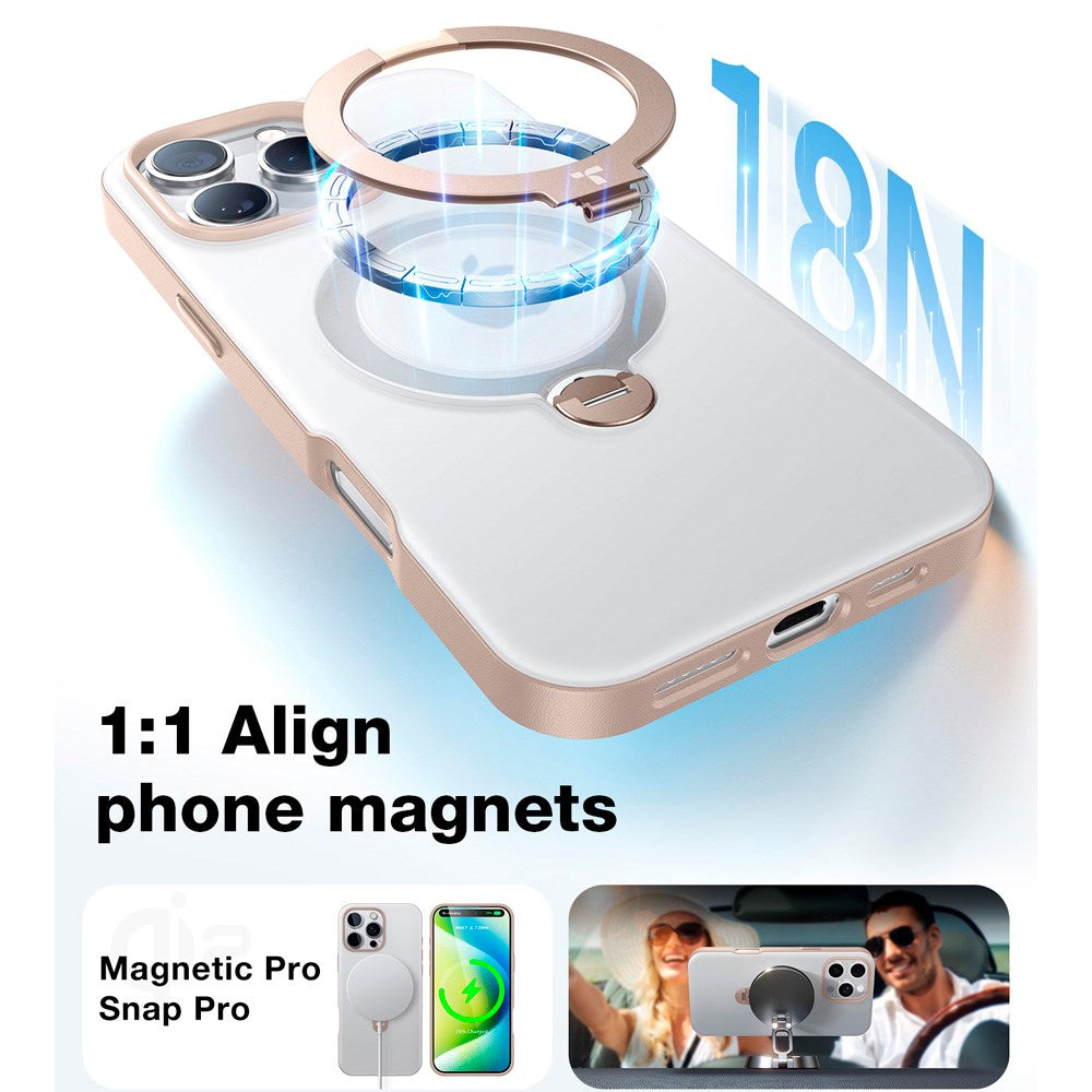 TORRAS iPhone 16 Pro Hybrid Plastic Case with Stand Function - MagSafe Compatible - Gold