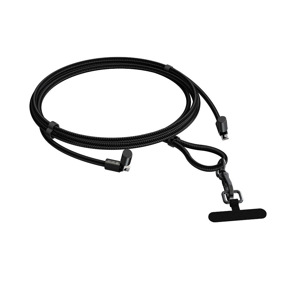 Devia 2-in-1 Adjustable Phone Strap & USB-C to Lightning Cable - Black
