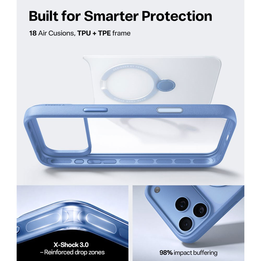 iPhone 18 Pro Max / 17 Pro Max TORRAS Ostand Q3 Spin Case - MagSafe Compatible - Blue