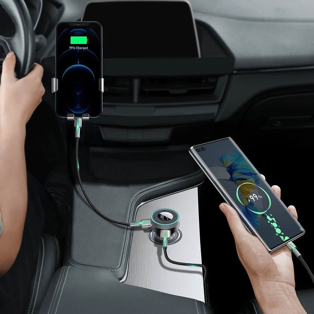 Baseus FM Transmitter / Car Charger with 2 x USB-A & 1 x 3.5mm Jack - Black