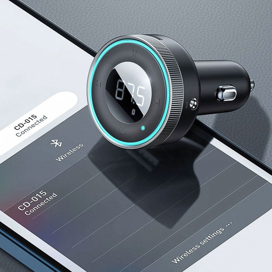 Baseus FM Transmitter / Car Charger with 2 x USB-A & 1 x 3.5mm Jack - Black