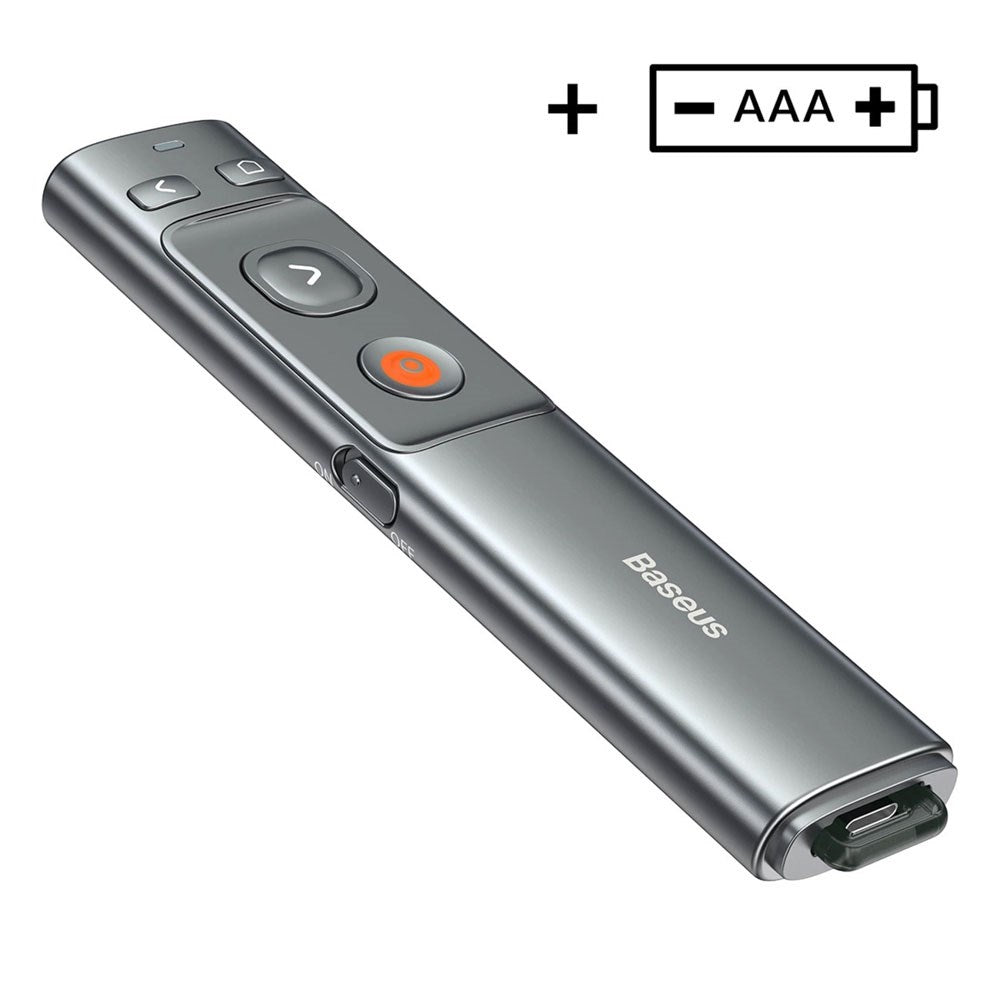Baseus Battery-Powered Laser Pointer - USB-C / USB-A - Grey