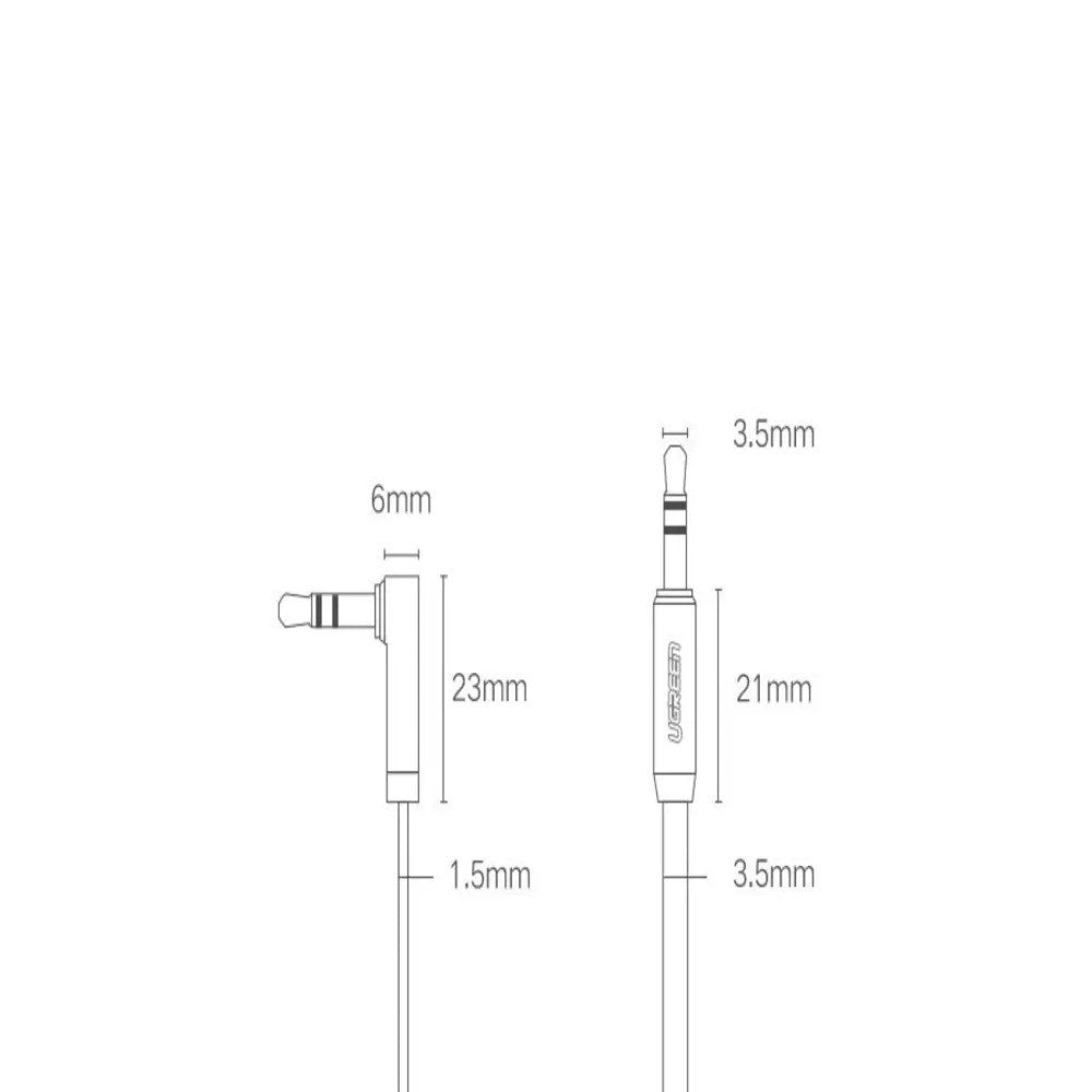 UGREEN Angled 3.5mm Mini Jack Audio Cable - 1m - Black / Silver