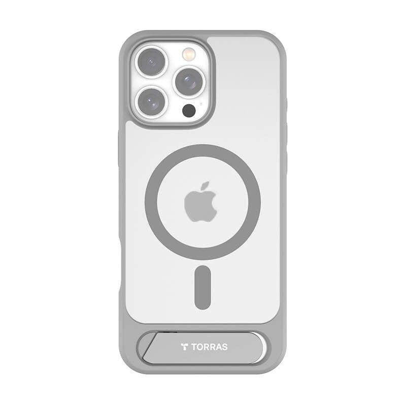 TORRAS iPhone 16 Pro Max Pstand Hybrid Case with Stand Function - MagSafe Compatible - Grey