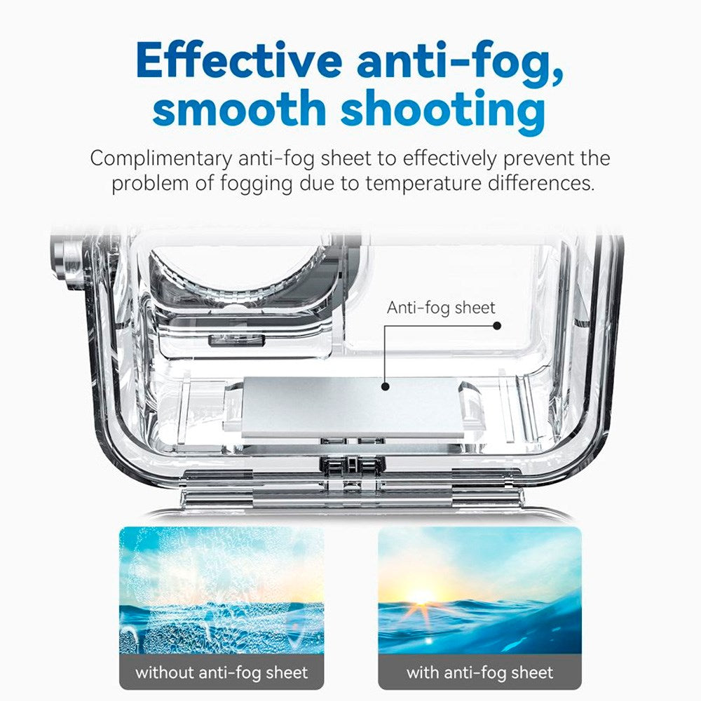 TELESIN Waterproof Case for DJI Osmo Action 3 / 4 / 5 Pro - Transparent / Black