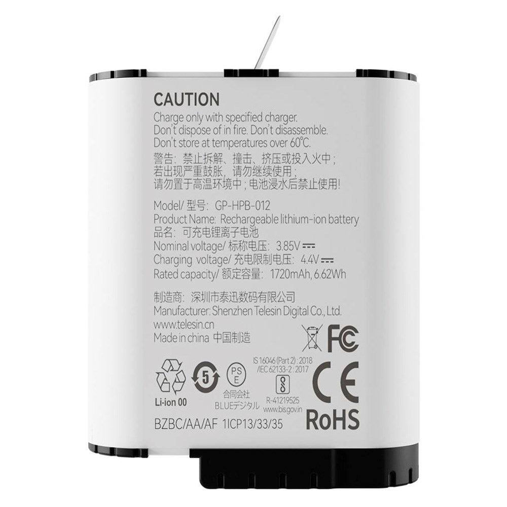 TELESIN Stamina Battery for GoPro Hero 9 / 10 / 11 / 12 - White