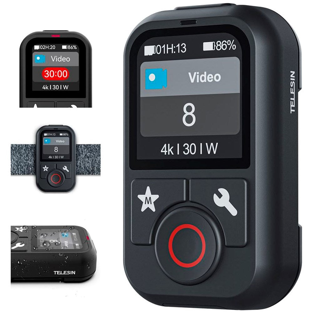 TELESIN Remote Control for GoPro Hero 8 / 9 / 10 / 11 / 12 / 13 / MAX with Wrist Strap - Black