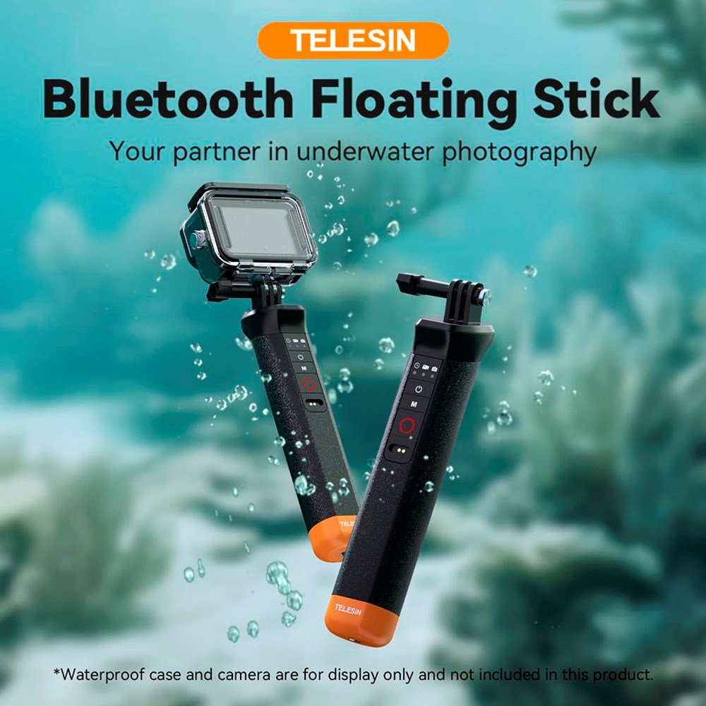 TELESIN Floating Hand Grip Remote for GoPro Hero 8 / 9 / 10 / 11 / 12 / 13 - Black / Orange