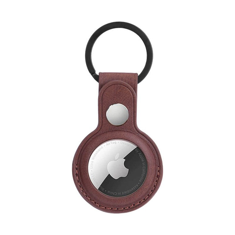 Onsala AirTag Leatherette Holder w. Key Ring - Brown