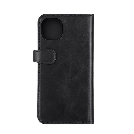 iPhone 14 Plus Buffalo Wallet Genuine Leather Magnet Wallet Case - Black