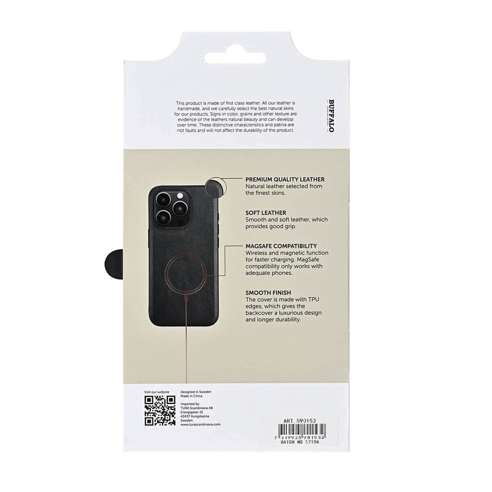 iPhone 16 Pro Buffalo Genuine Leather Case - MagSafe Compatible - Black