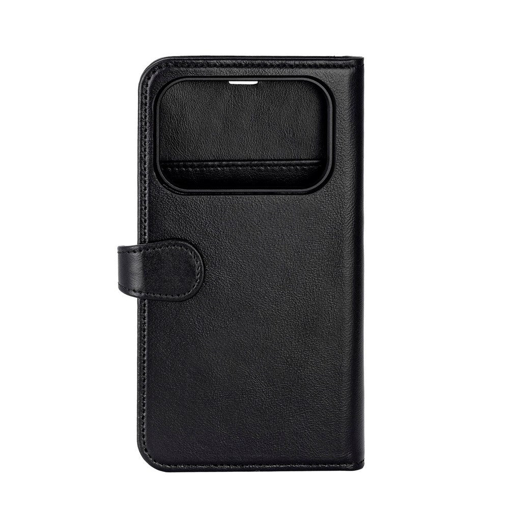 iPhone 17 Pro Buffalo 2-in-1 Genuine Leather Flip Case - Black