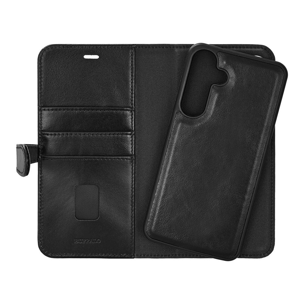 Samsung Galaxy S26+ (Plus) Buffalo 2-in-1 Genuine Leather Flip Case - MagSafe Compatible - Black