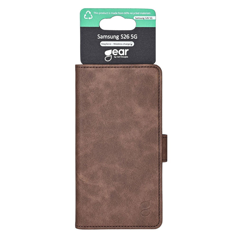 Samsung Galaxy S26 GEAR Faux Leather Flip Case - MagSafe Compatible - Brown