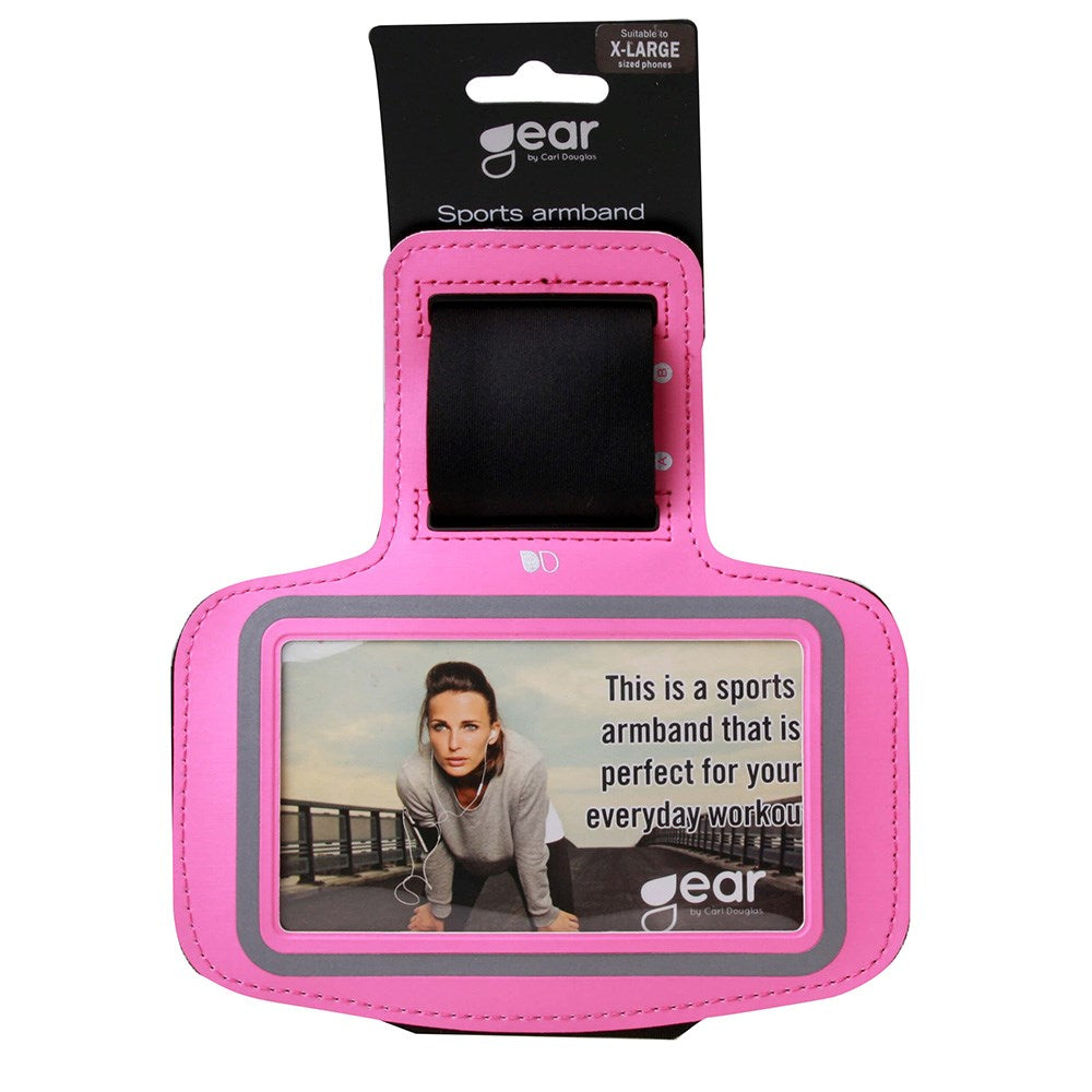 GEAR Universal Running Armband with Adjustable Velcro Strap & Reflective Edge (Max. Phone: 140 x 70mm) - Pink