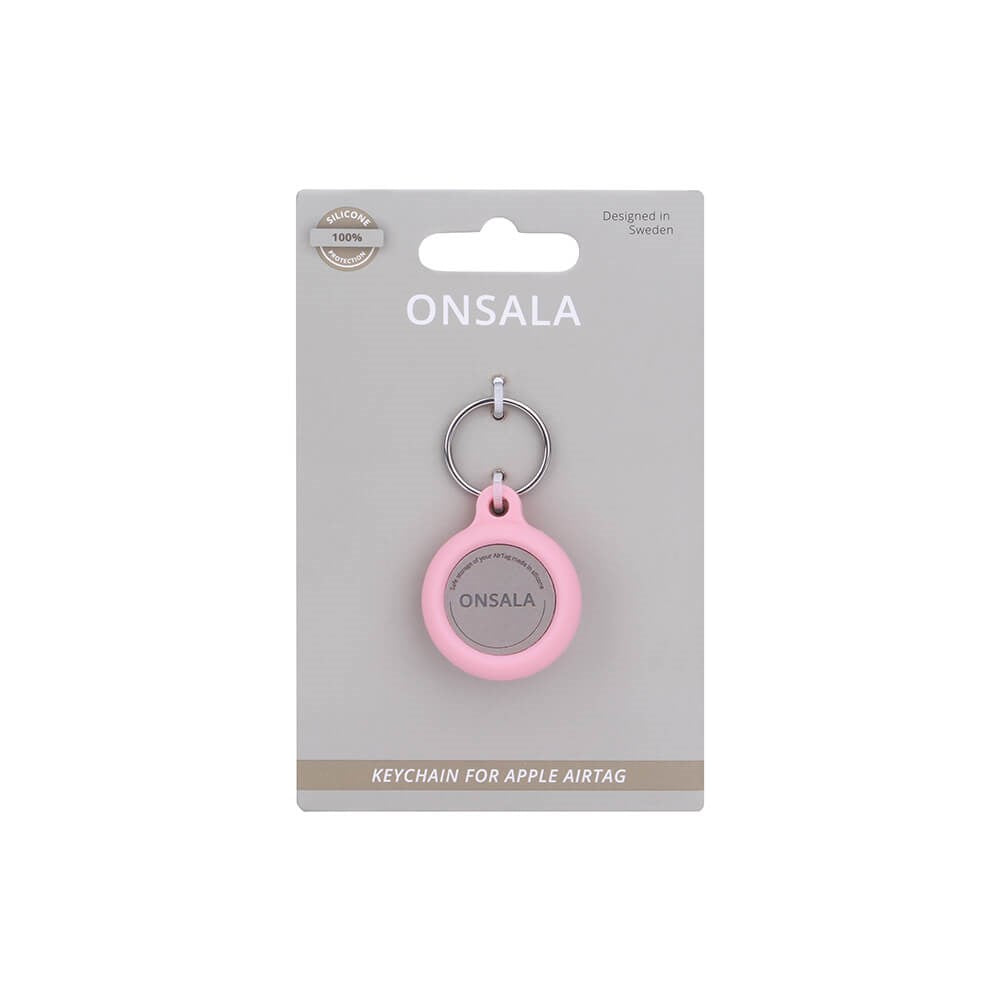 Onsala AirTag Silicone Holder w. Key Ring - Pink