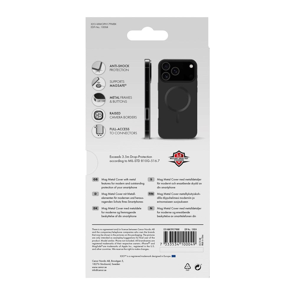 X2O iPhone 17 Pro Max Mag Metal Case - MagSafe Compatible - Black