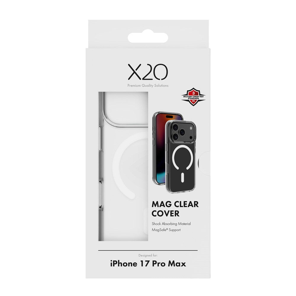 X2O iPhone 17 Pro Max Mag Clear Case - MagSafe Compatible - Transparent
