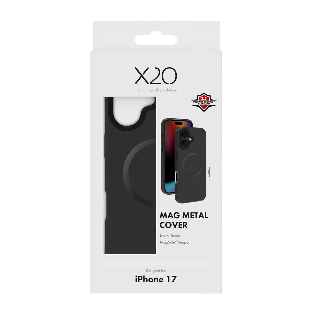 X2O iPhone 17 Mag Metal Case - MagSafe Compatible - Black