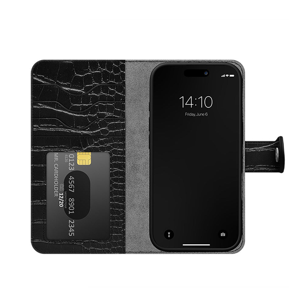 iDeal Of Sweden iPhone 16 - MagSafe - Magnet Wallet+ Case - Black Croco