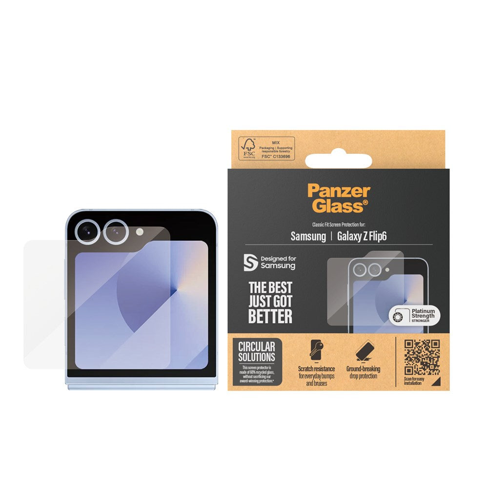 Samsung Galaxy Z Flip7 FE / Flip6 PanzerGlass Sub Screen Classic Fit Screen Protector - Platinum Strength - Transparent