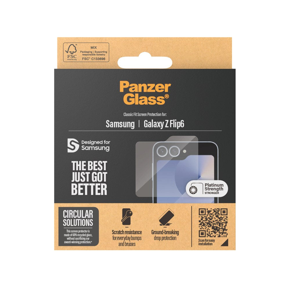 Samsung Galaxy Z Flip7 FE / Flip6 PanzerGlass Sub Screen Classic Fit Screen Protector - Platinum Strength - Transparent