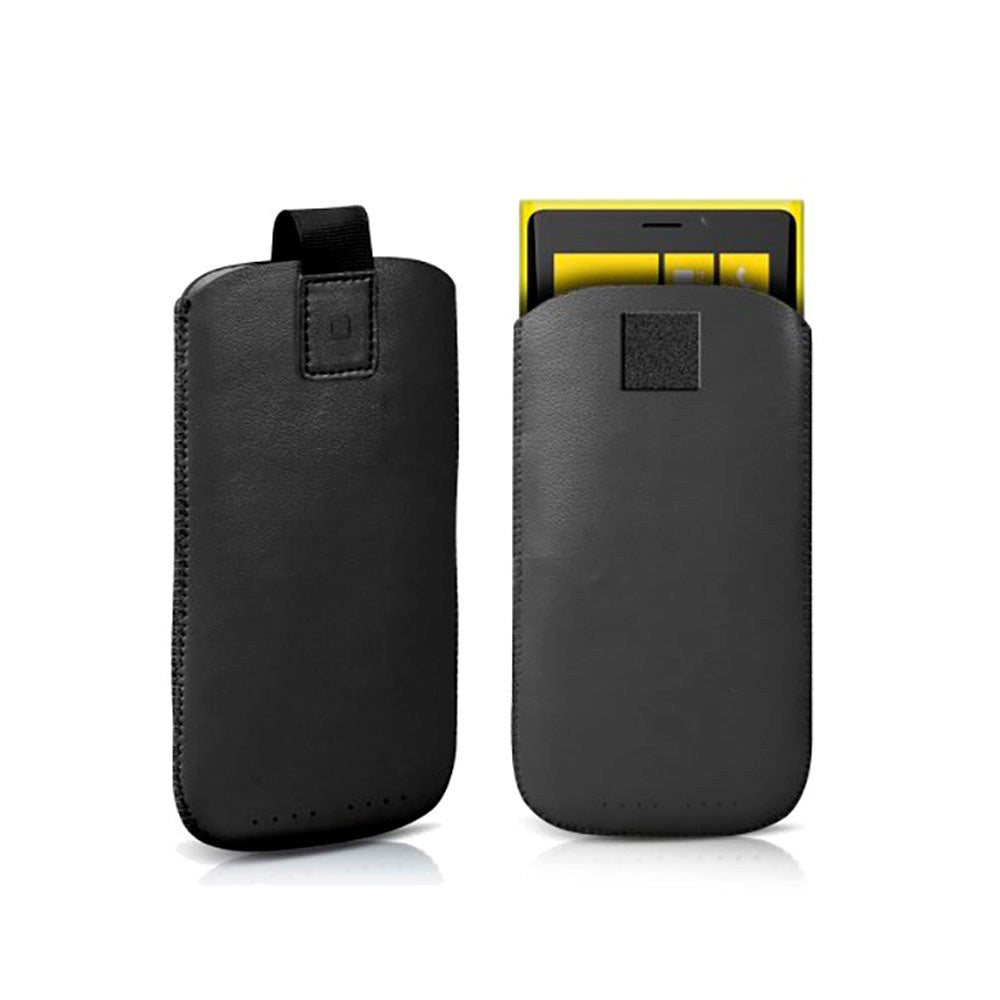 Universal Leather Case SBS - (Max. Mobile: 116 x 59 mm) - Black