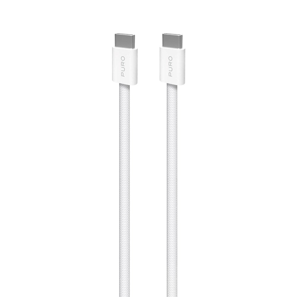 Puro Braided USB-C Cable – 1.5m, 60W, and 480Mbps Data Transfer - White
