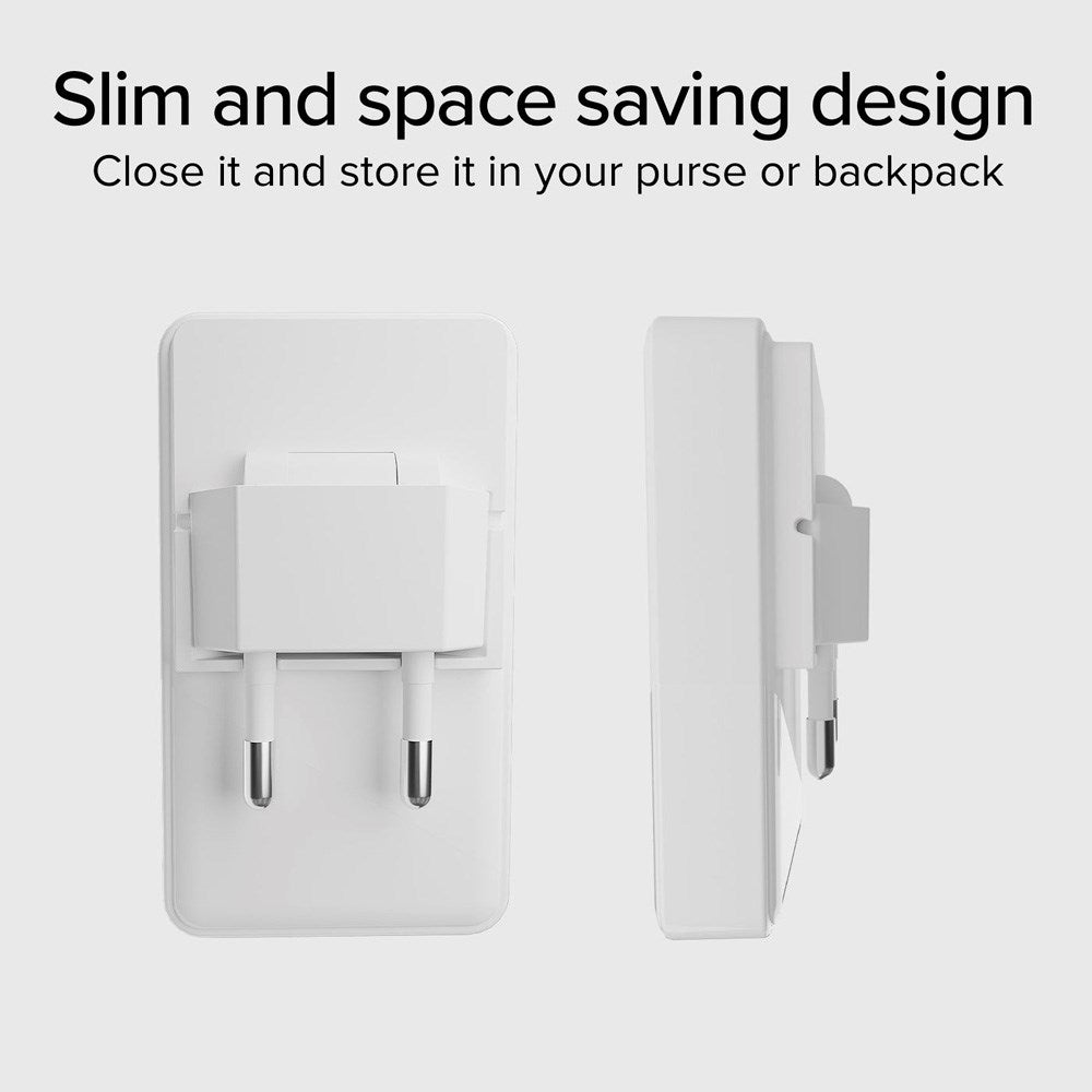 SBS 65W Flexi Foldable Wall Charger with 1x USB-A & 1x USB-C - White