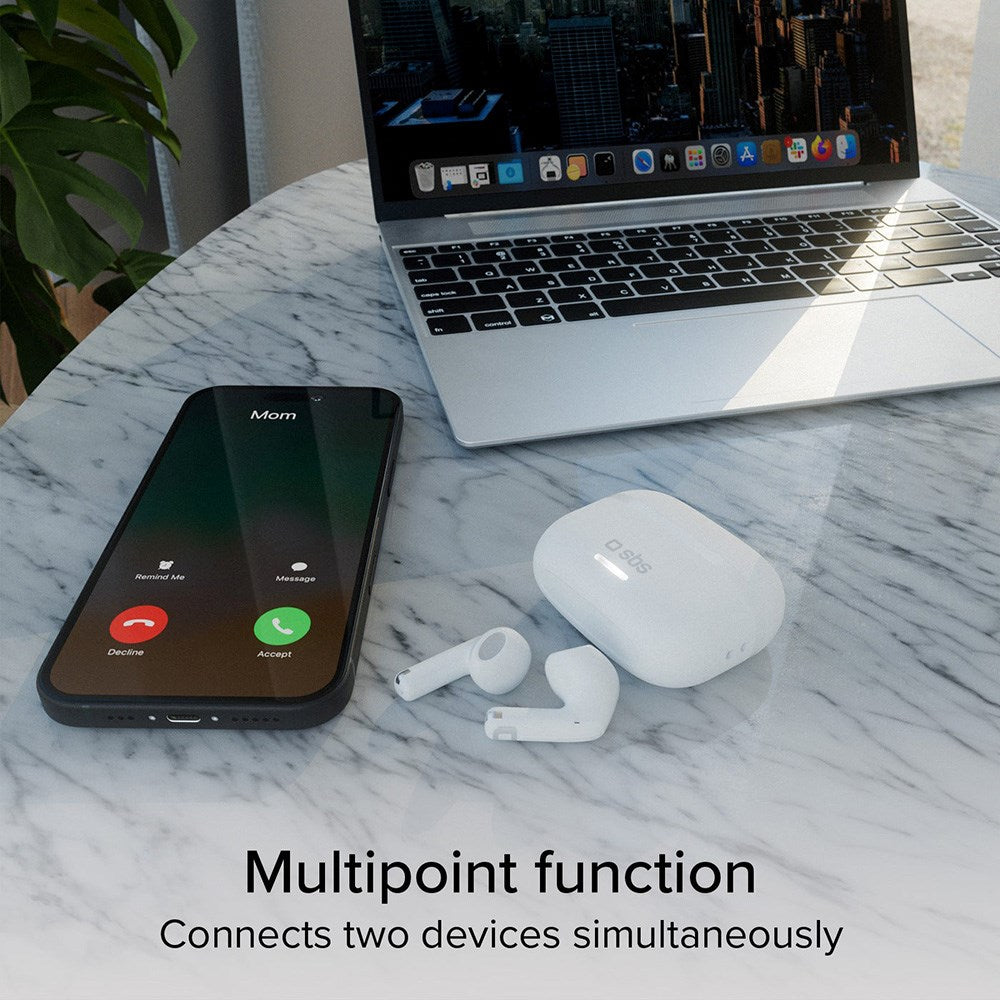 SBS Air Space True Wireless In-Ear Headphones with Active Noise Cancelling - White