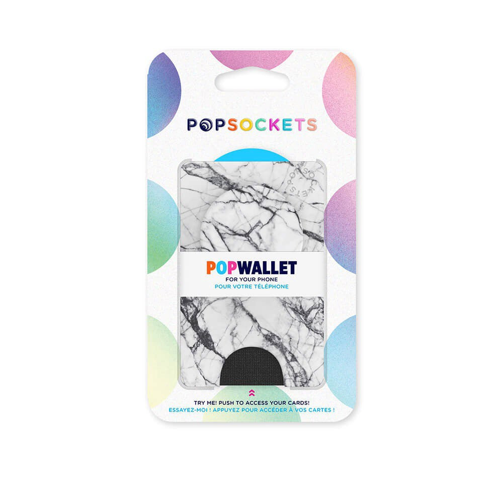 POPSOCKETS PopWallet Dove White Marble MagSafe Cardholder - Stand & Grip