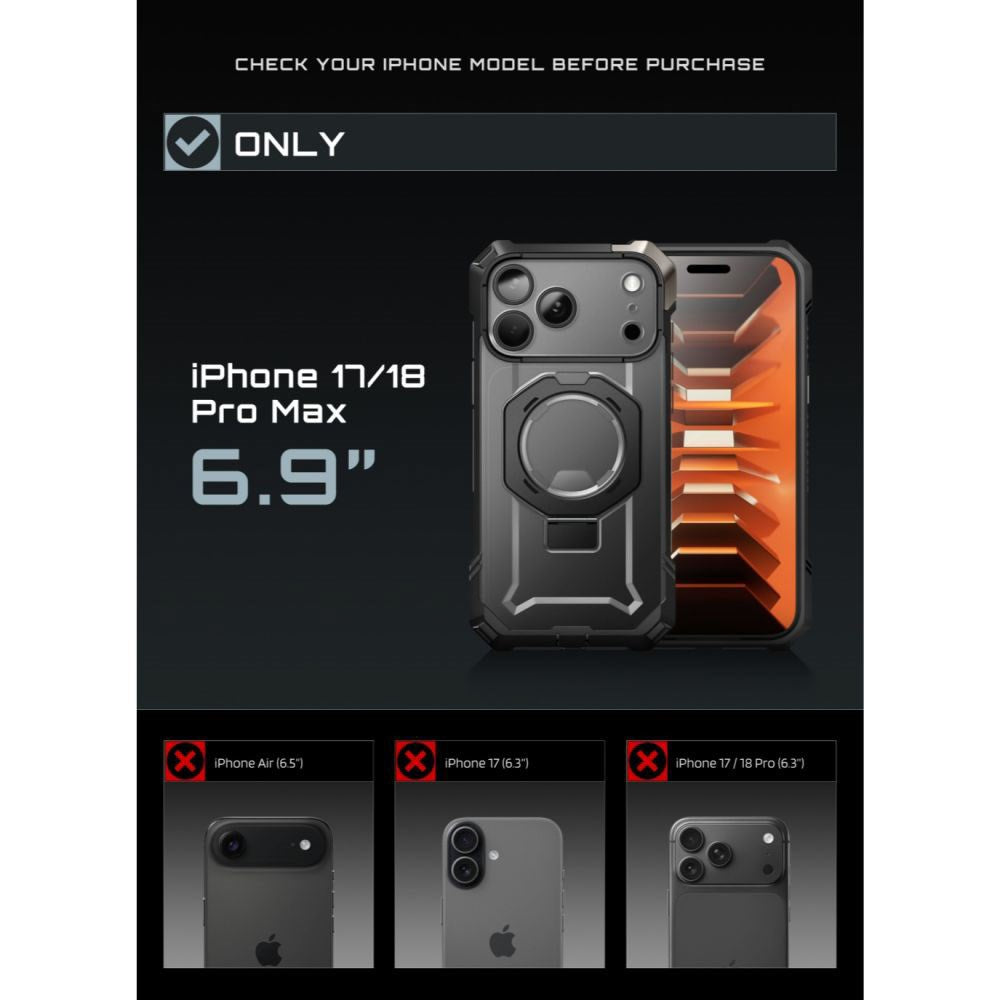 iPhone 18 Pro Max / 17 Pro Max Supcase UB Grip Mag Case - MagSafe Compatible - Black