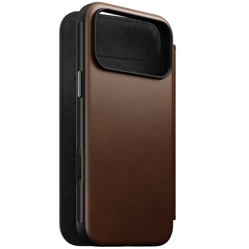 iPhone 18 Pro Nomad Modern Leather Folio Case - MagSafe Compatible - Brown