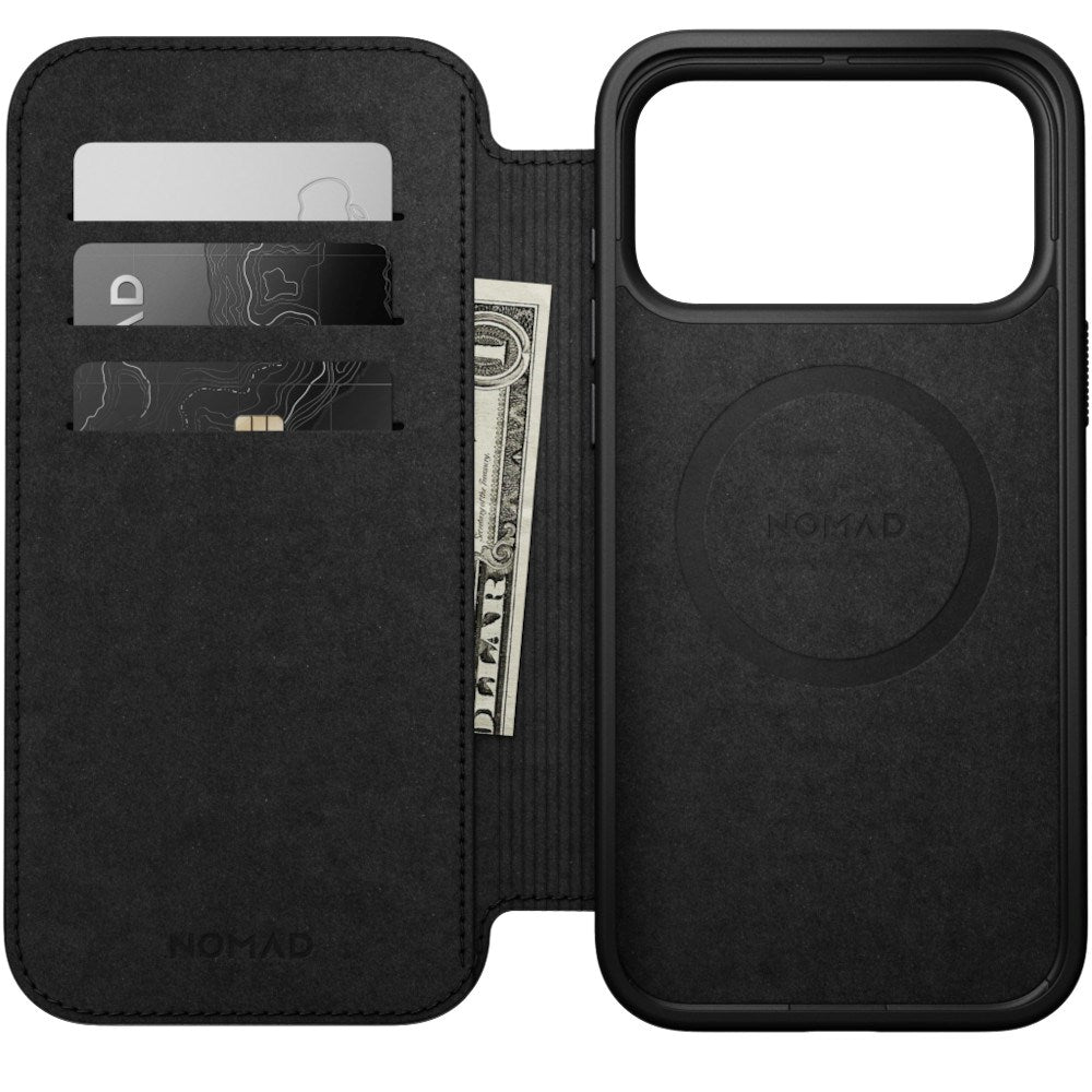 iPhone 18 Pro Nomad Modern Leather Folio Case - MagSafe Compatible - Black
