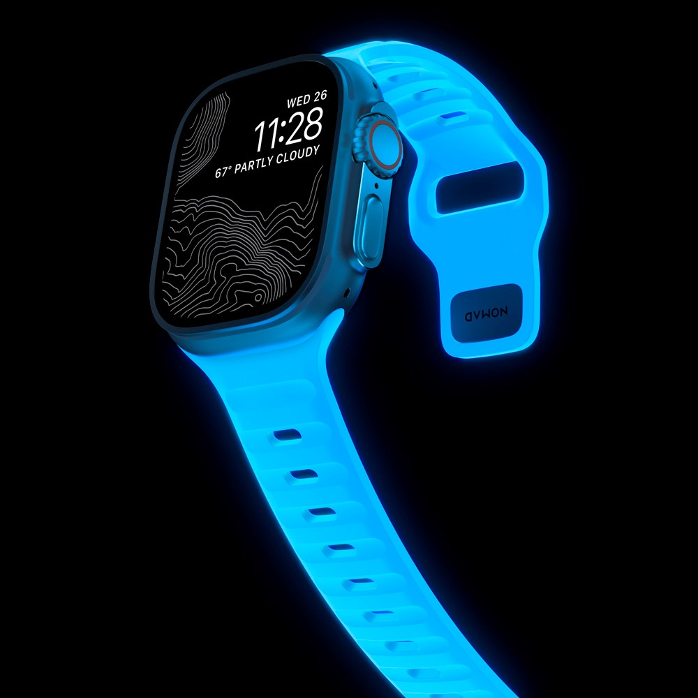 Nomad Apple Watch (42/44/SE/45/46/49mm) Sport Band Strap - Icy Blue Glow