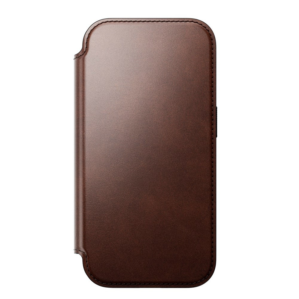 Nomad iPhone 17 Pro Modern Horween Leather Folio Case - MagSafe Compatible - Rustic Brown