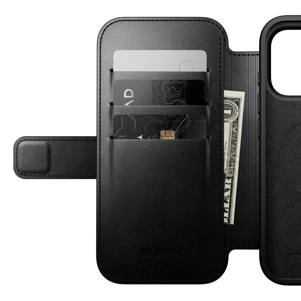 Nomad iPhone 17 Pro Modern Horween Leather Folio Case - MagSafe Compatible - Black