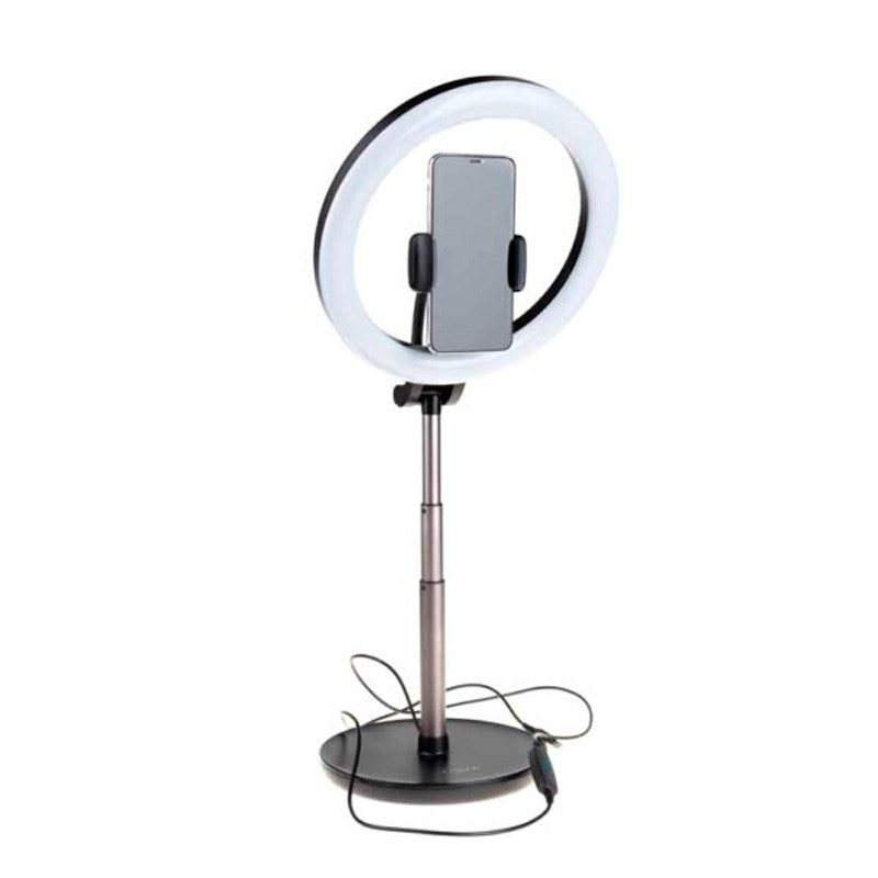 Fixed LED Ring Light Tripod Mobile Holder - Black